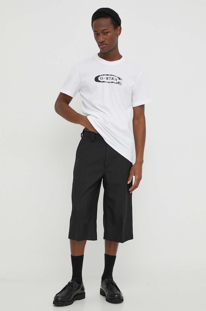 G-Star t-shirt bawełniany nadruk biały D24365.336