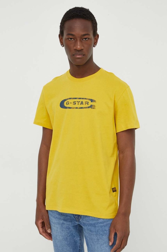 G-Star t-shirt bawełniany żółty D24365.336