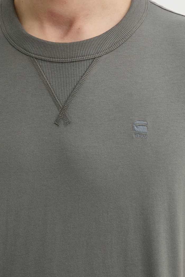 Βαμβακερό μπλουζάκι G-Star Core turtle slim knit D24449.336 γκρί