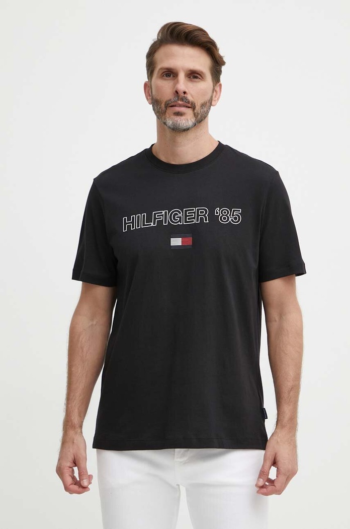 Tommy Hilfiger t-shirt bawełniany czarny MW0MW34427