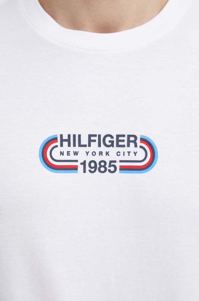 Памучна тениска Tommy Hilfiger бежов MW0MW34429