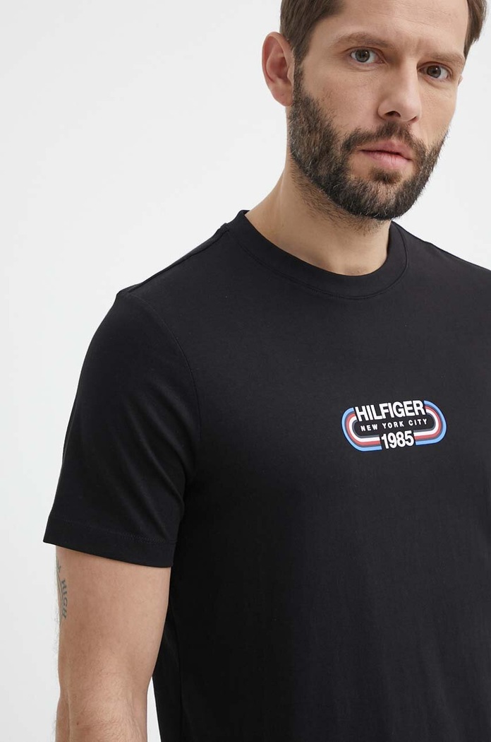 Bavlnené tričko Tommy Hilfiger potlač čierna MW0MW34429
