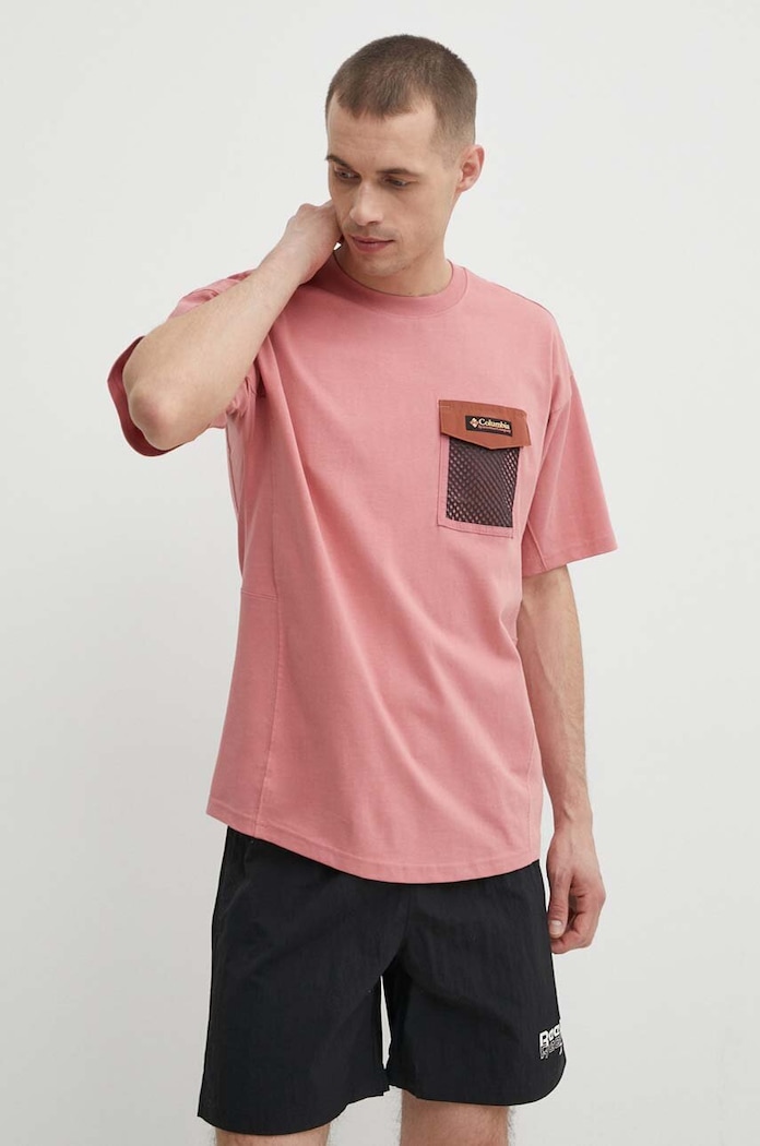 Βαμβακερό μπλουζάκι Columbia Painted Peak απλικέ ροζ 2074481