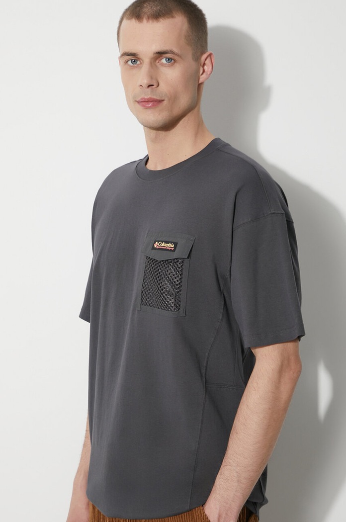 Bavlněné tričko Columbia Painted Peak relaxed šedá 2074481