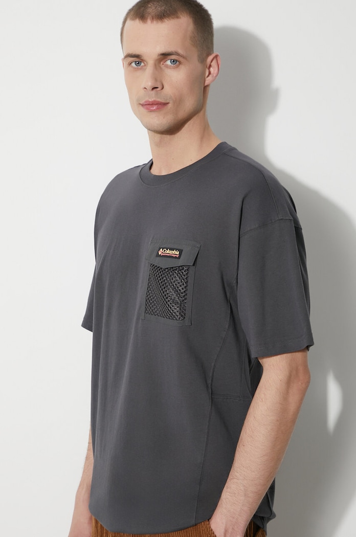 Bavlněné tričko Columbia Painted Peak relaxed šedá 2074481