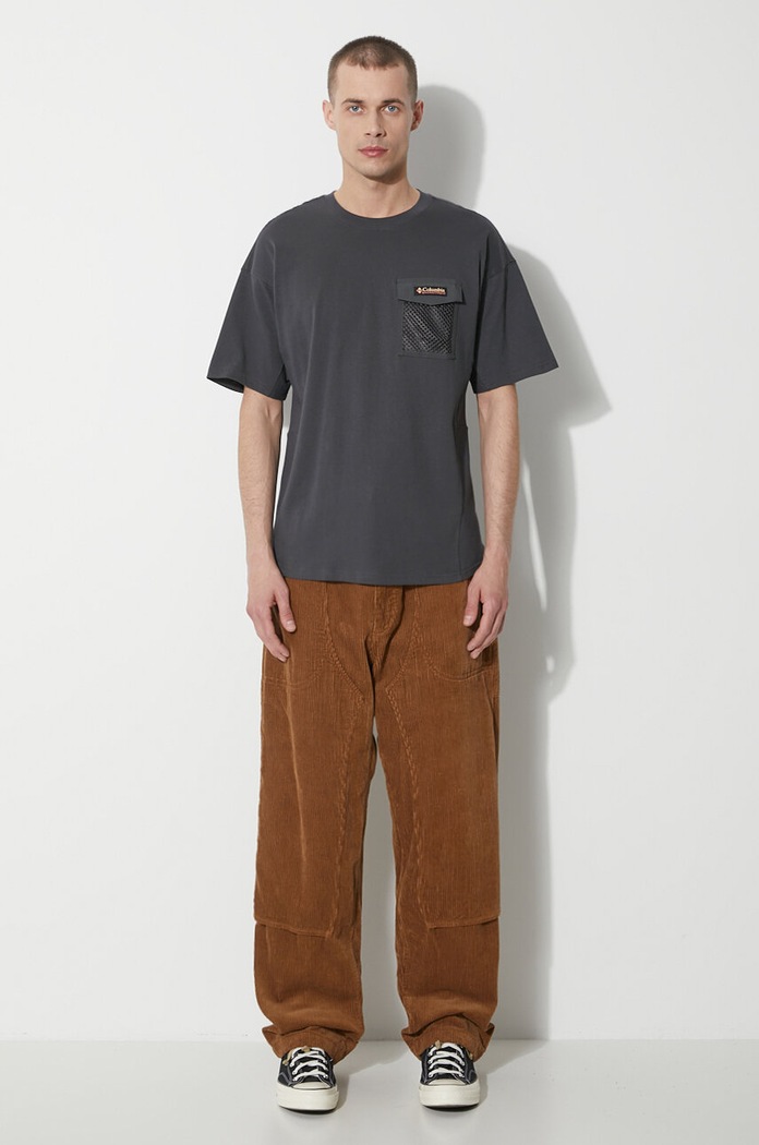 Bavlněné tričko Columbia Painted Peak 2074481 šedá SS24
