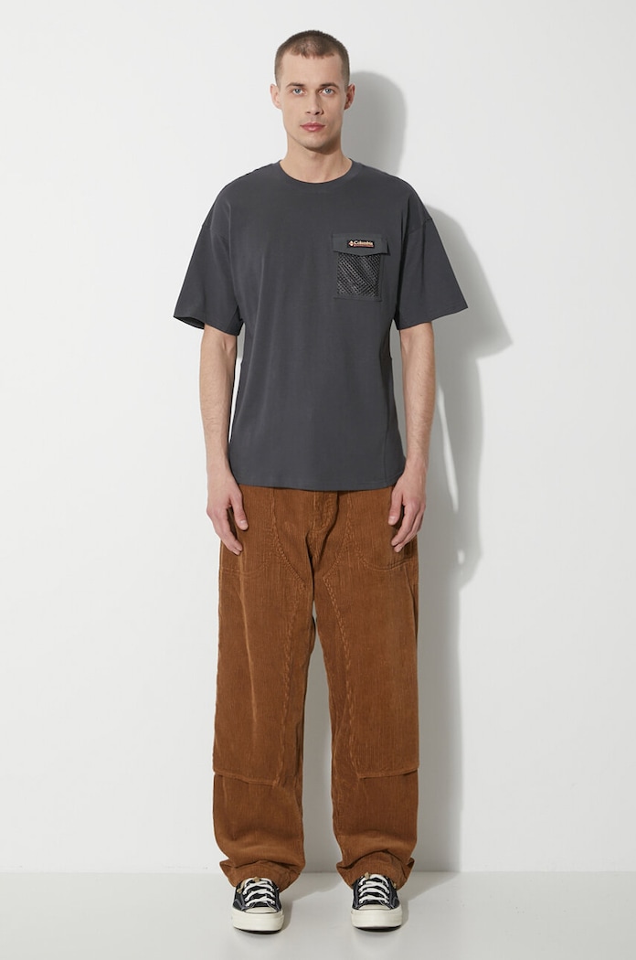 Bavlněné tričko Columbia Painted Peak 2074481 šedá SS24