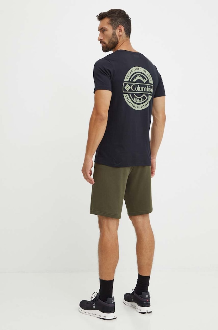 Columbia t-shirt bawełniany Rapid Ridge nadruk czarny 1934824.