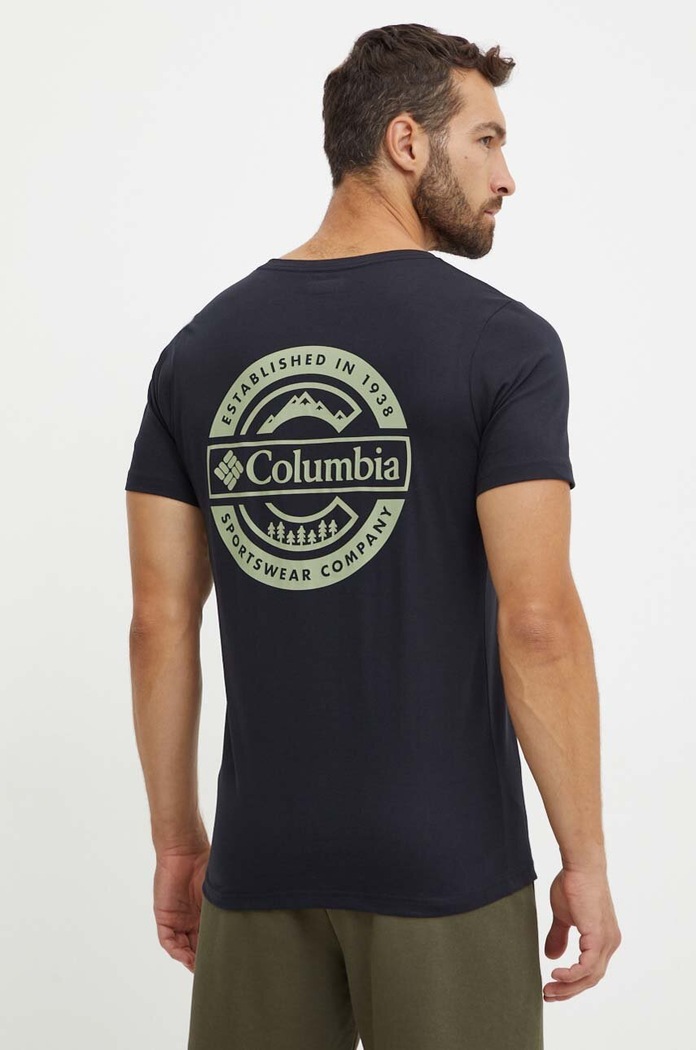 Columbia t-shirt bawełniany Rapid Ridge czarny 1934824.