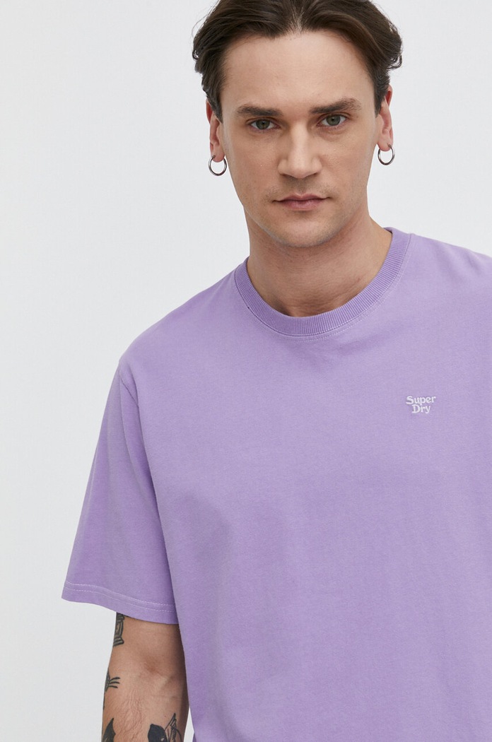 Βαμβακερό μπλουζάκι Superdry μωβ M1011572A.2LT