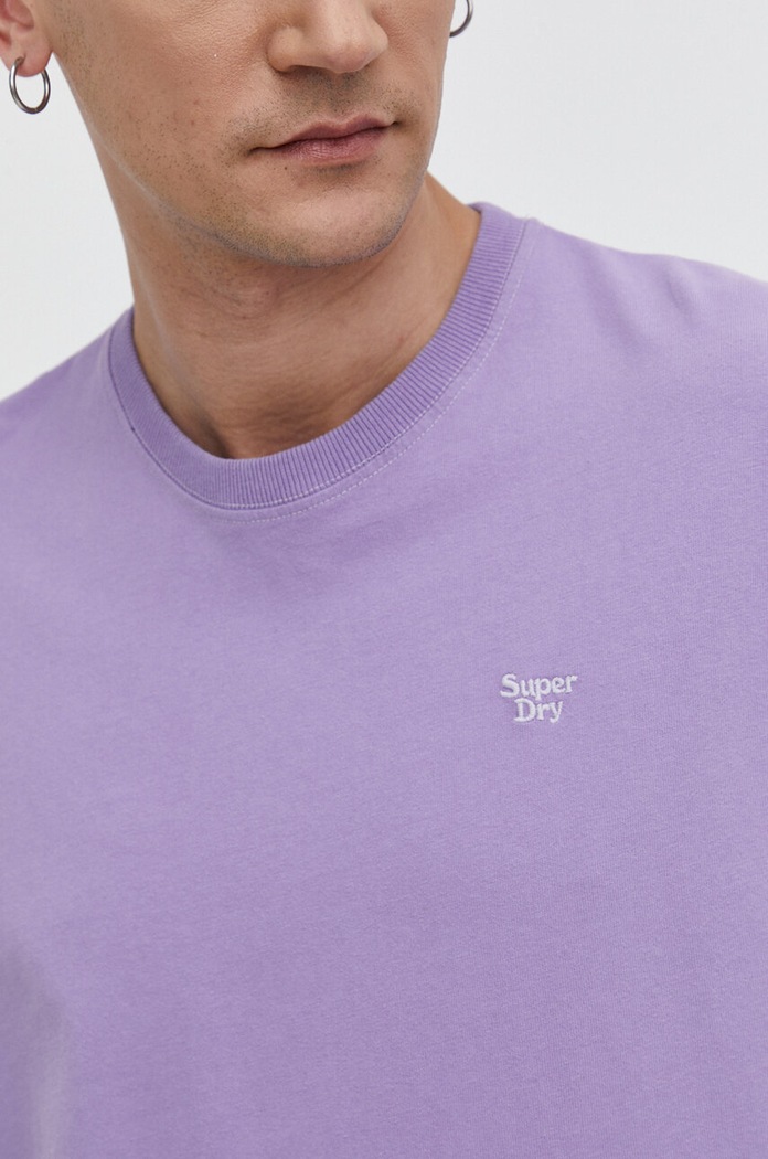 Βαμβακερό μπλουζάκι Superdry M1011572A.2LT μωβ