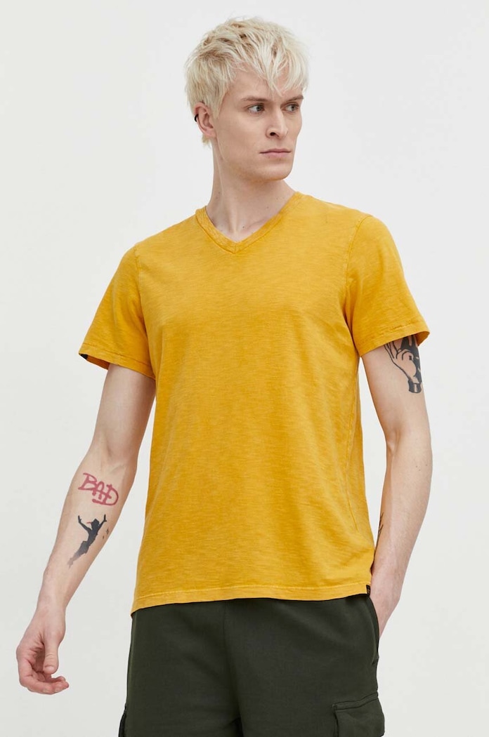 Superdry pamut póló pamut sárga M1011889A.8UZ