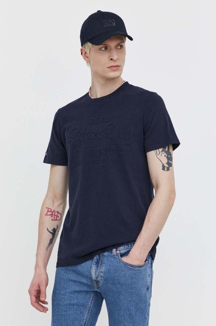 Superdry Bavlněné tričko Superdry námořnická modř M1011908A.09S