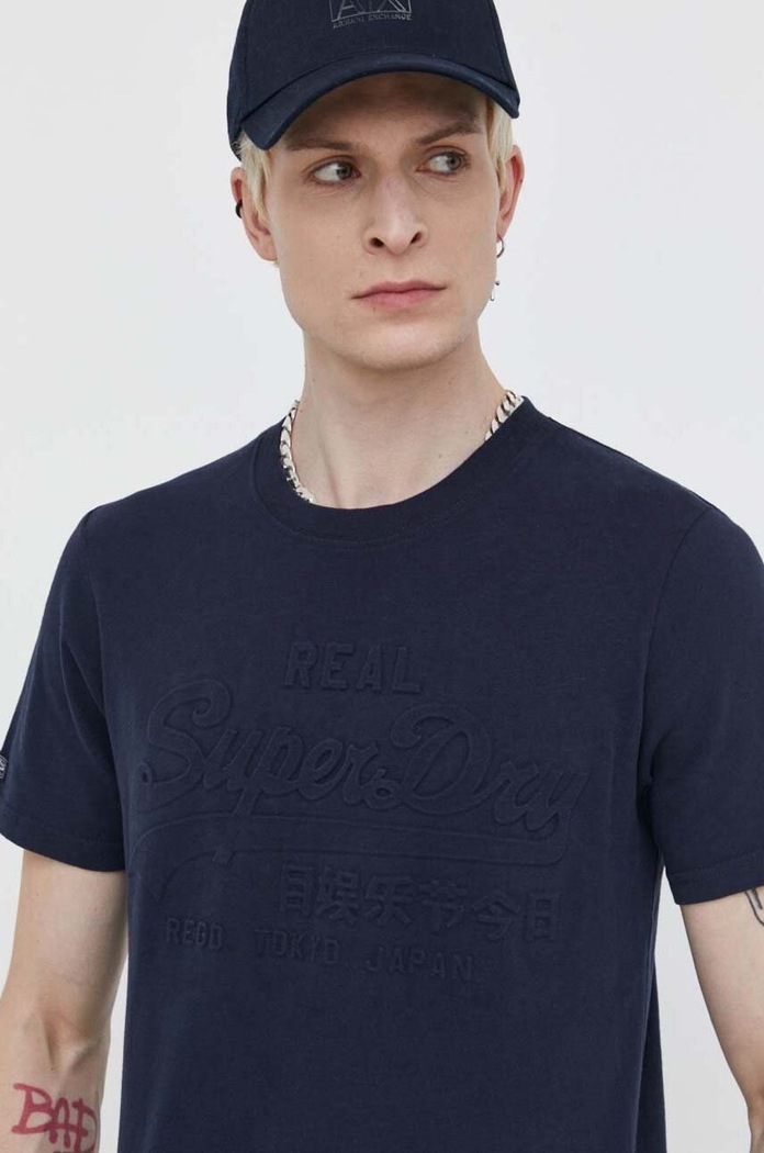 Bavlněné tričko Superdry Superdry M1011908A.09S námořnická modř