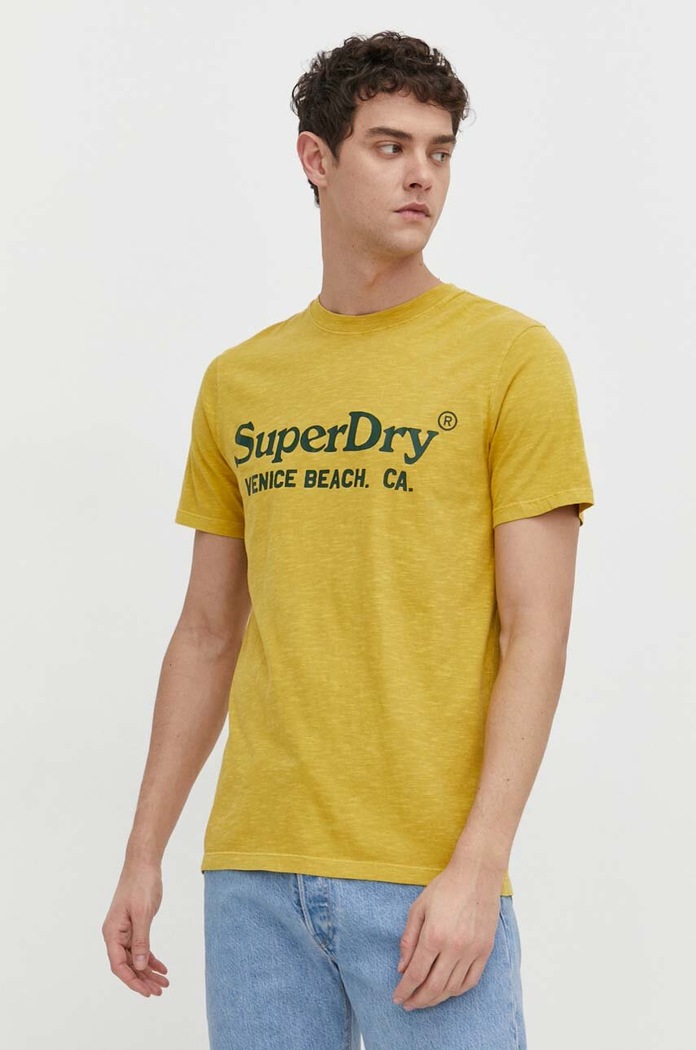 Superdry pamut póló sárga M1011893A.2AX