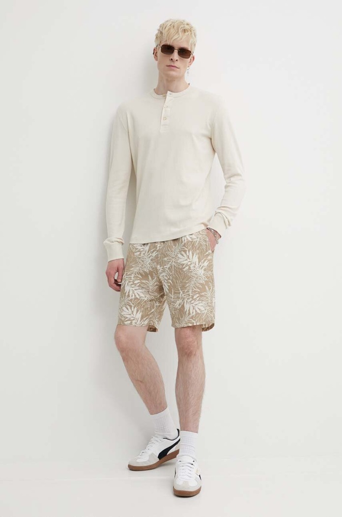 Bavlněné tričko s dlouhým rukávem Superdry M6010813A.1LG béžová SS24