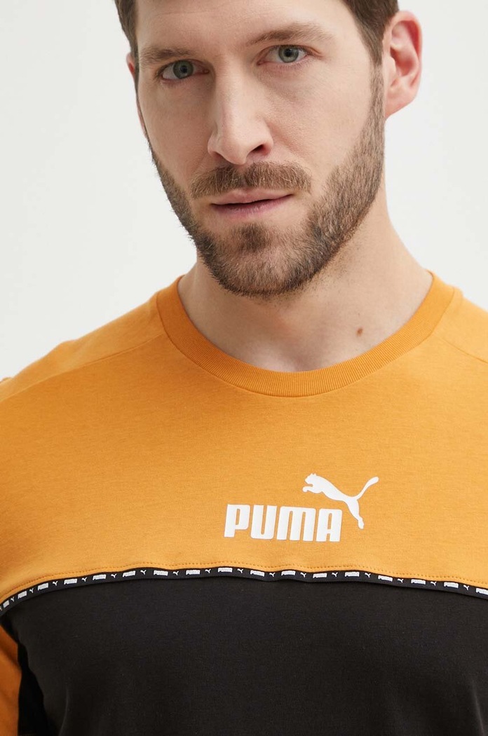 Bombažna kratka majica Puma rjava 673341