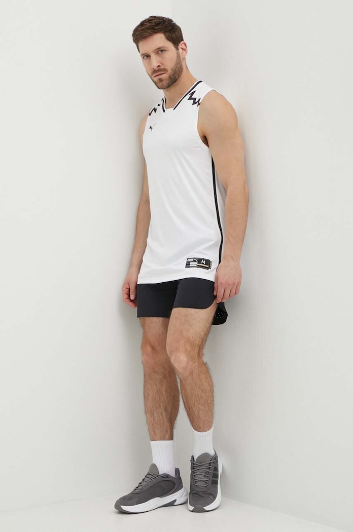 Μπλουζάκι προπόνησης Puma Hoops Team Game 676628 λευκό SS24