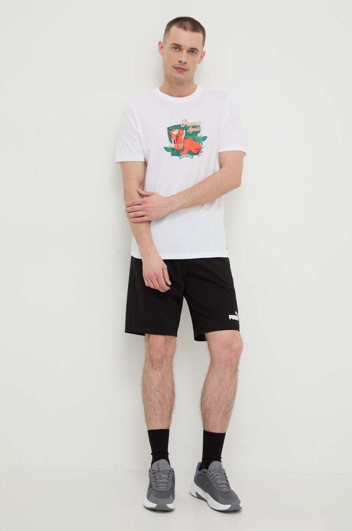 Βαμβακερό μπλουζάκι Puma 625414 μπεζ SS24