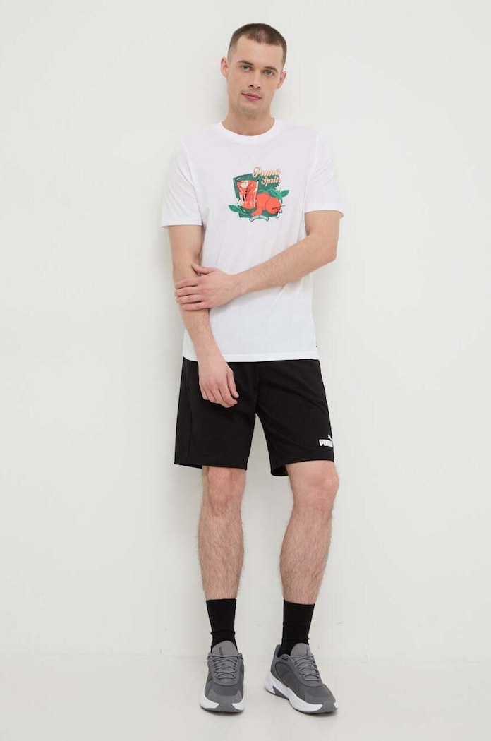 Βαμβακερό μπλουζάκι Puma 625414 μπεζ SS24