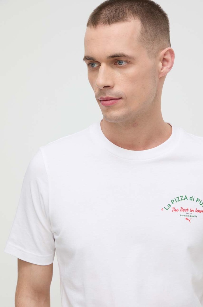 Βαμβακερό μπλουζάκι Puma λευκό 625415