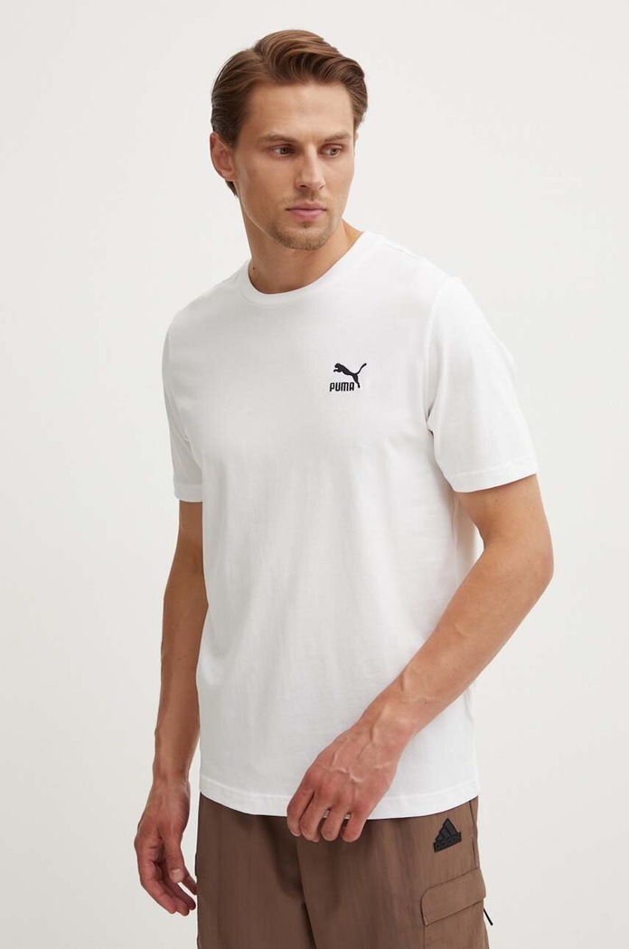 Bavlnené tričko Puma CLASSICS Small Logo Tee nášivka biela 679187