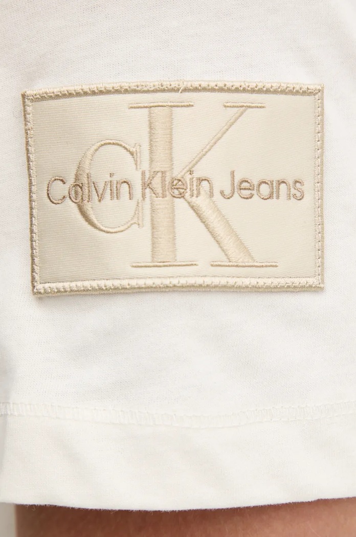 Bavlněné tričko Calvin Klein Jeans J30J323484 béžová