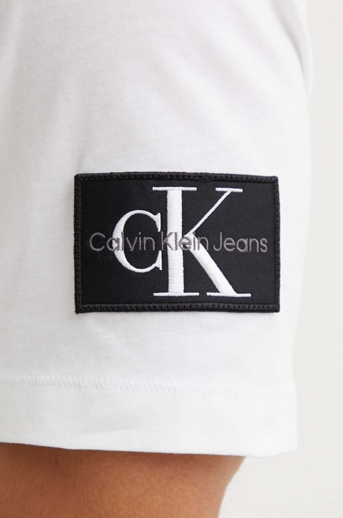 Bavlněné tričko Calvin Klein Jeans béžová J30J323484