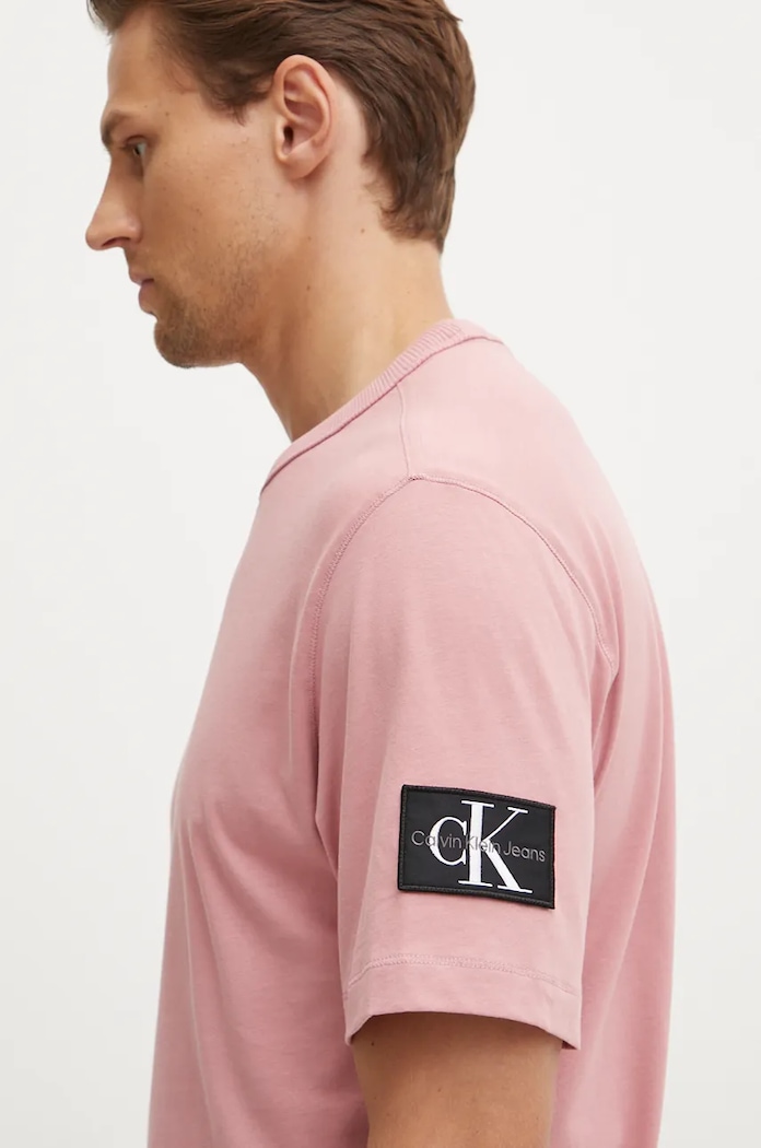 Bombažna kratka majica Calvin Klein Jeans roza J30J323484