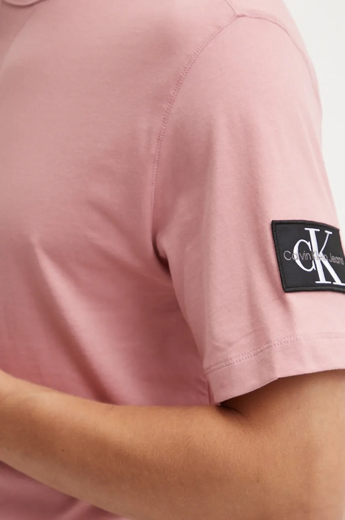 Bombažna kratka majica Calvin Klein Jeans roza J30J323484