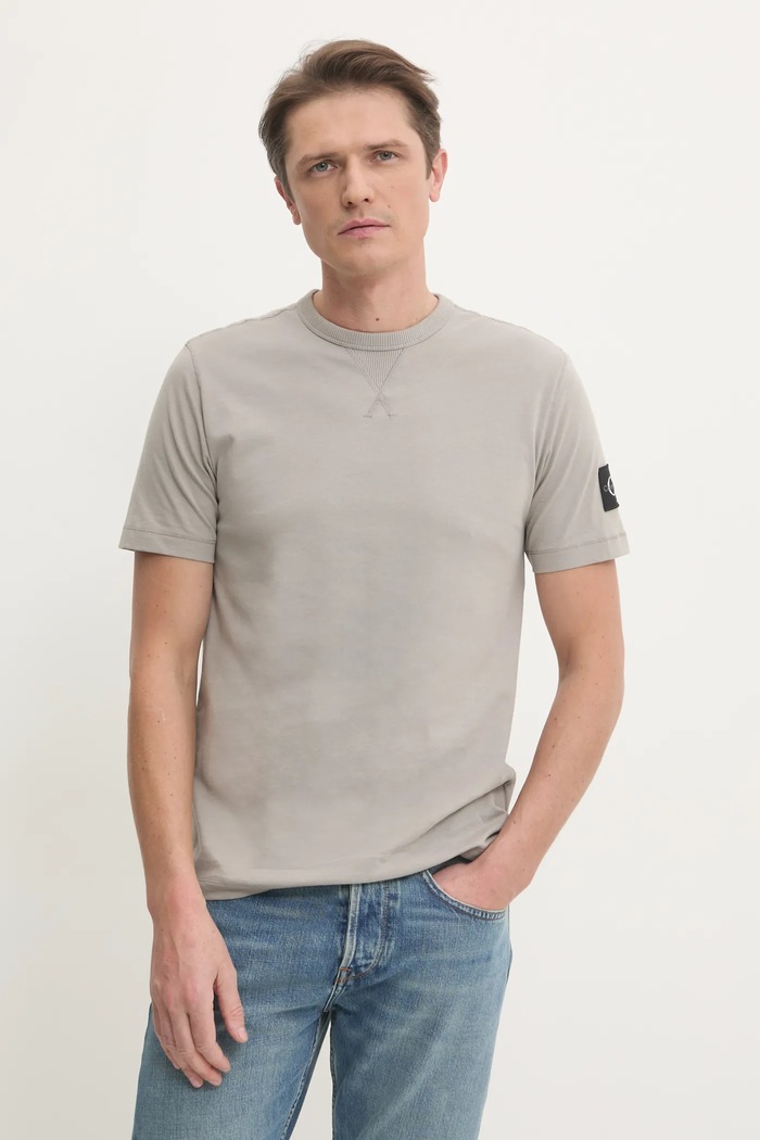 Bavlněné tričko Calvin Klein Jeans šedá J30J323484