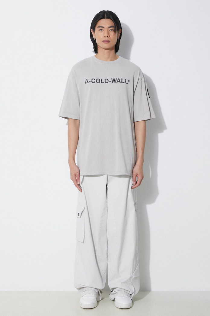 Βαμβακερό μπλουζάκι A-COLD-WALL* Overdye Logo T-Shirt ACWMTS186 γκρί SS24