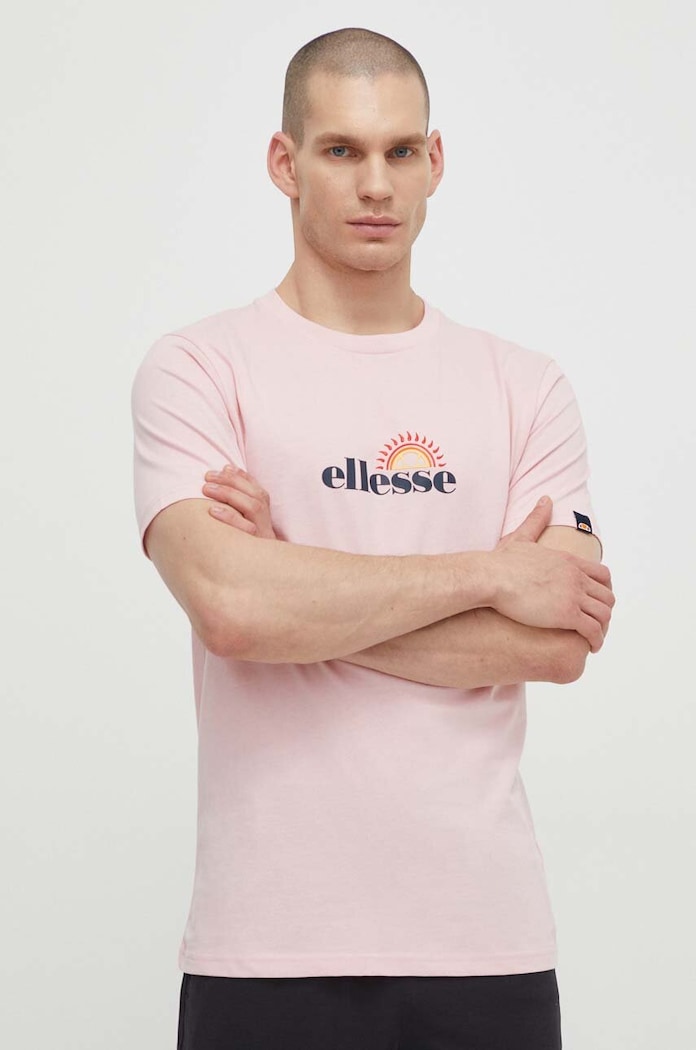 Βαμβακερό μπλουζάκι Ellesse Trea T-Shirt ροζ SHV20126
