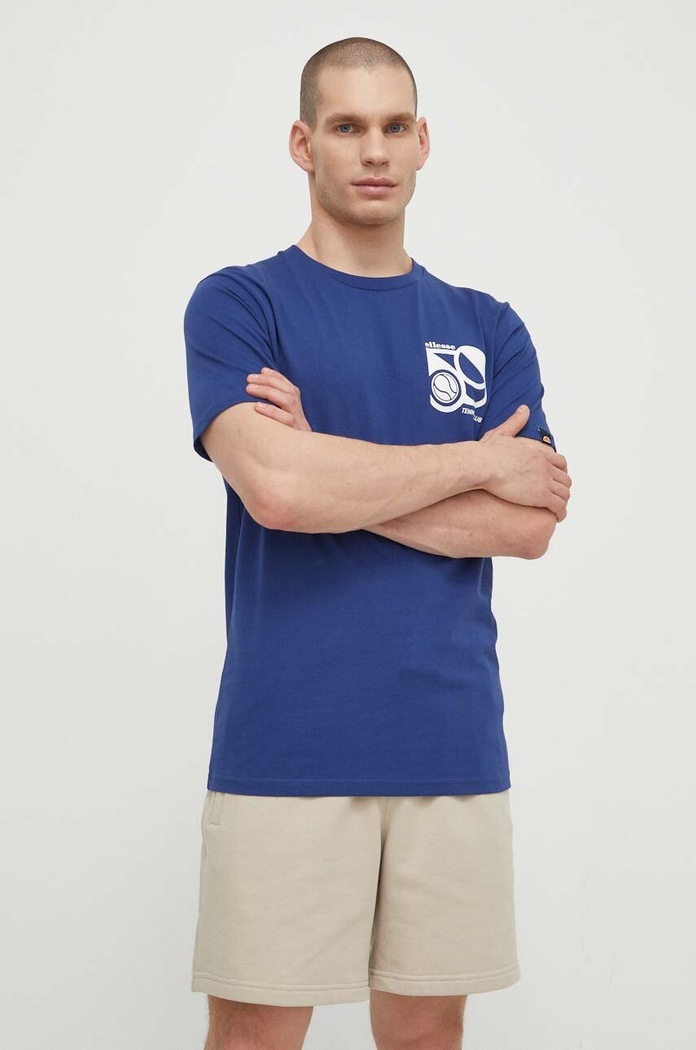 Ellesse t-shirt bawełniany Sport Club T-Shirt granatowy SHV20273