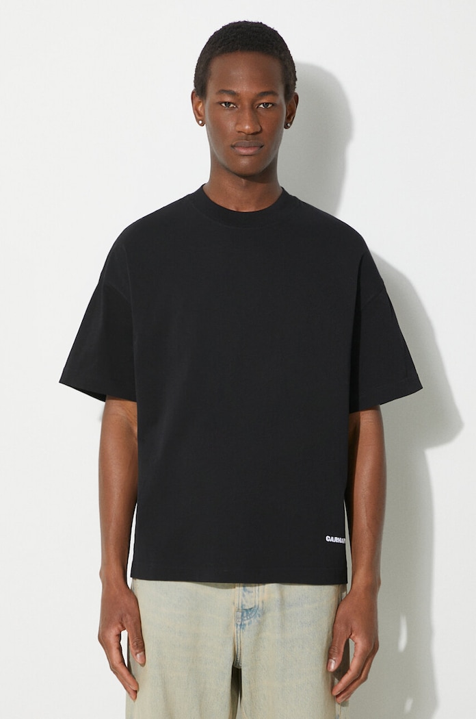 Carhartt WIP tricou din bumbac S/S Link Script T-Shirt uni negru I031373.0D2XX