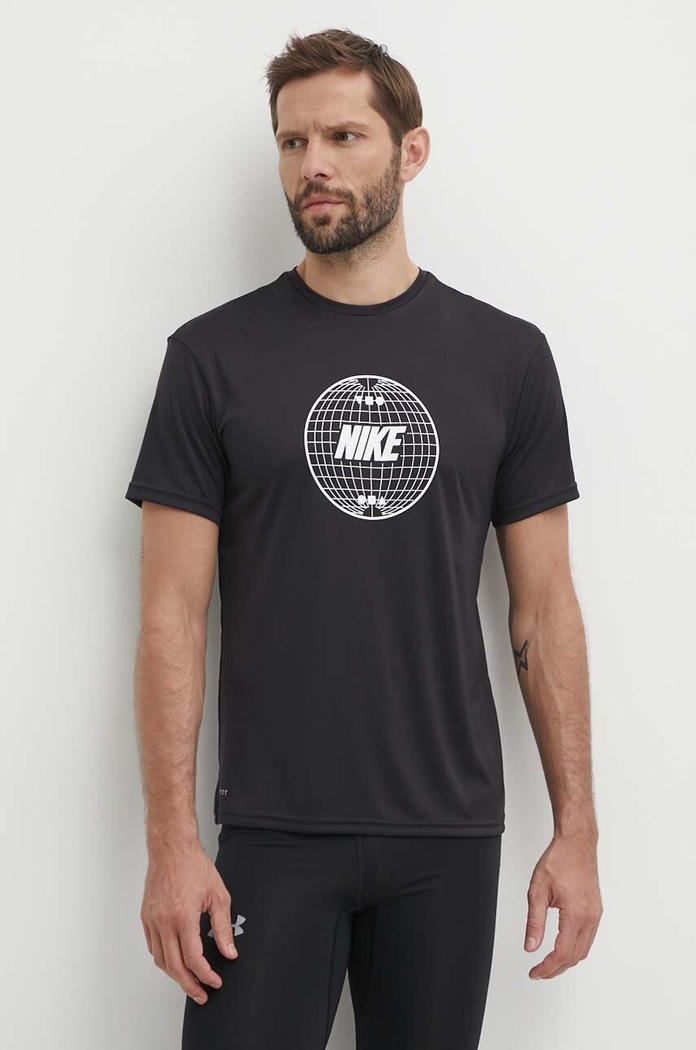 Tréninkové tričko Nike Lead Line potisk černá NESSE476