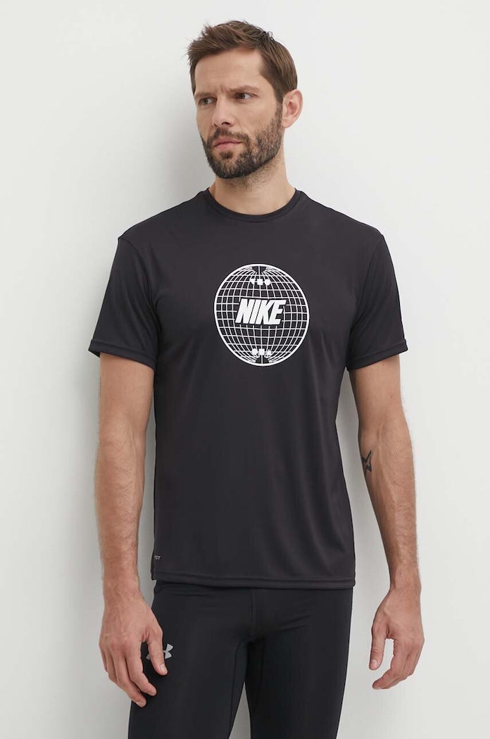 Tréninkové tričko Nike Lead Line potisk černá NESSE476