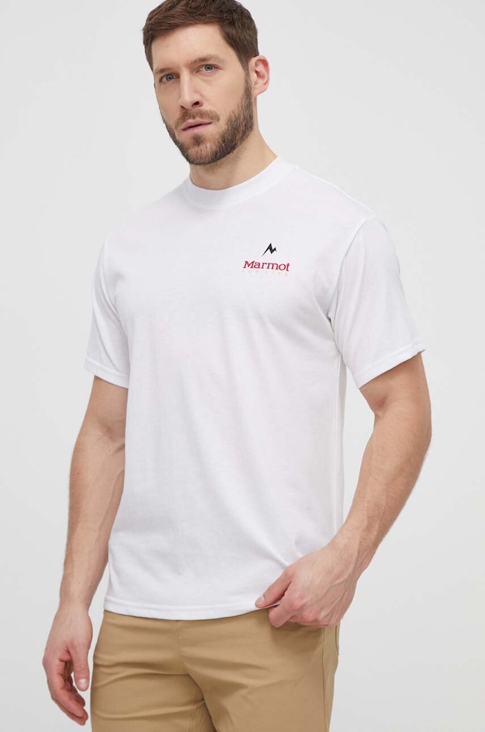 Odzież Marmot T-shirt sportowy Marmot For Life M15345 biały