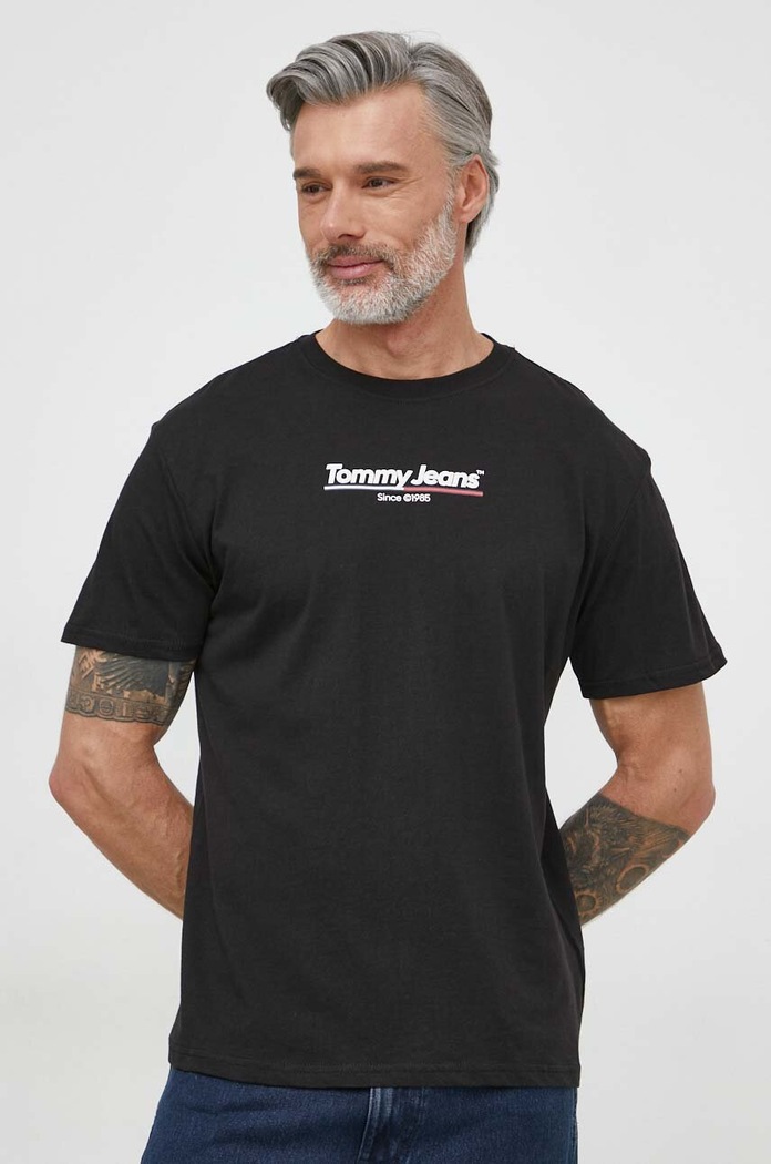 Odzież Tommy Jeans t-shirt bawełniany DM0DM18590 czarny