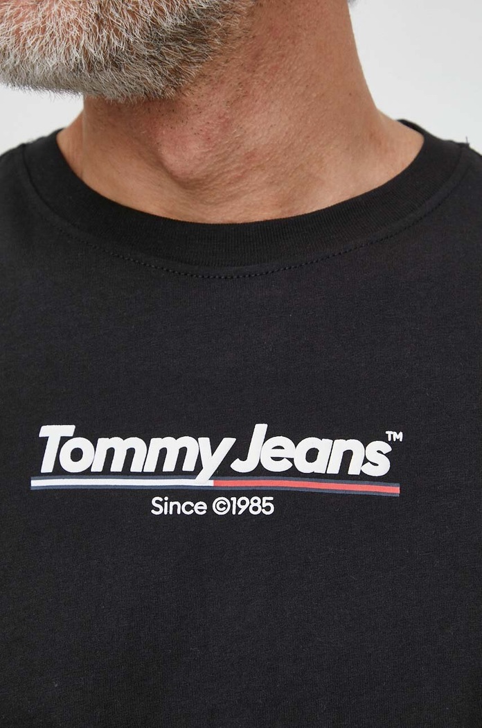 Tommy Jeans t-shirt bawełniany czarny DM0DM18590