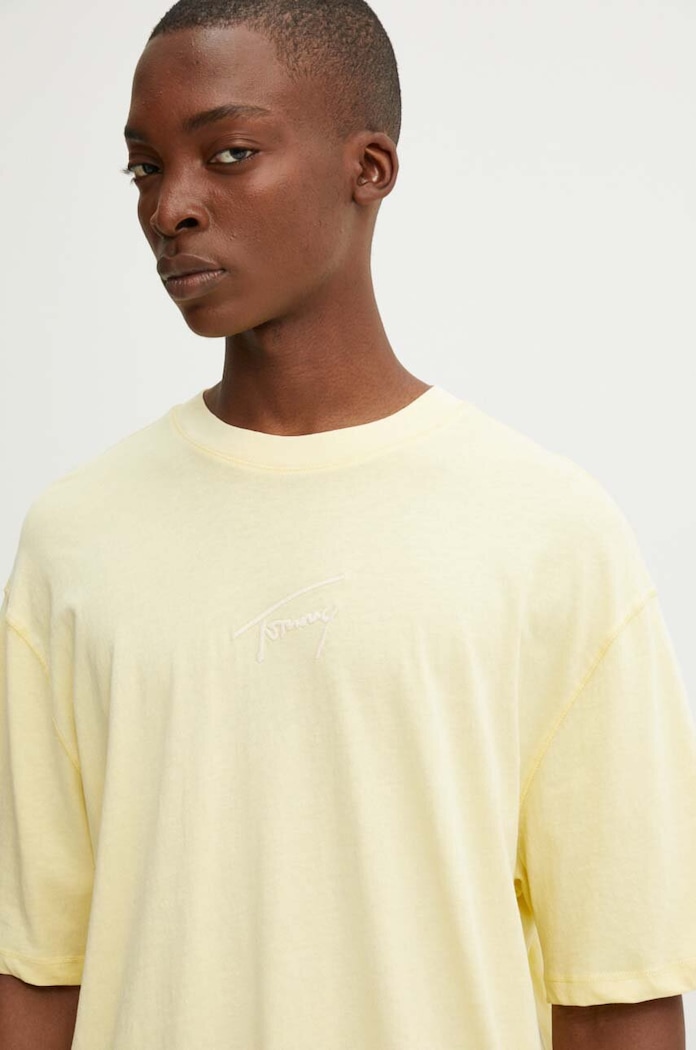 Bavlněné tričko Tommy Jeans žlutá DM0DM18663
