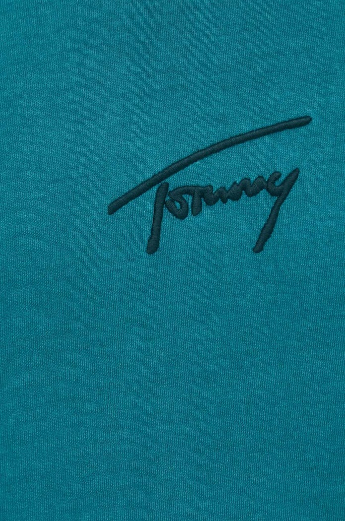 Bavlněné tričko Tommy Jeans DM0DM18663 tyrkysová