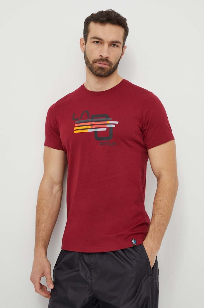 Kratka majica LA Sportiva Stripe Cube Potisk bordo N98320320