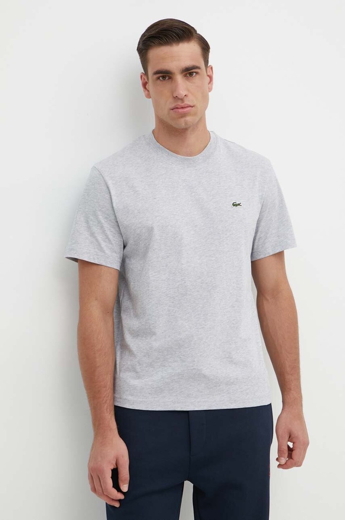 Lacoste basic tričko pánske bavlnené jednofarebný sivá TH7318