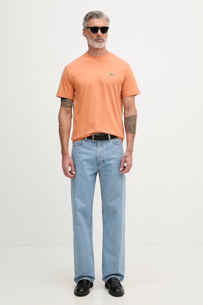Lacoste basic tričko pánske bavlnené TH7318 oranžová SS26