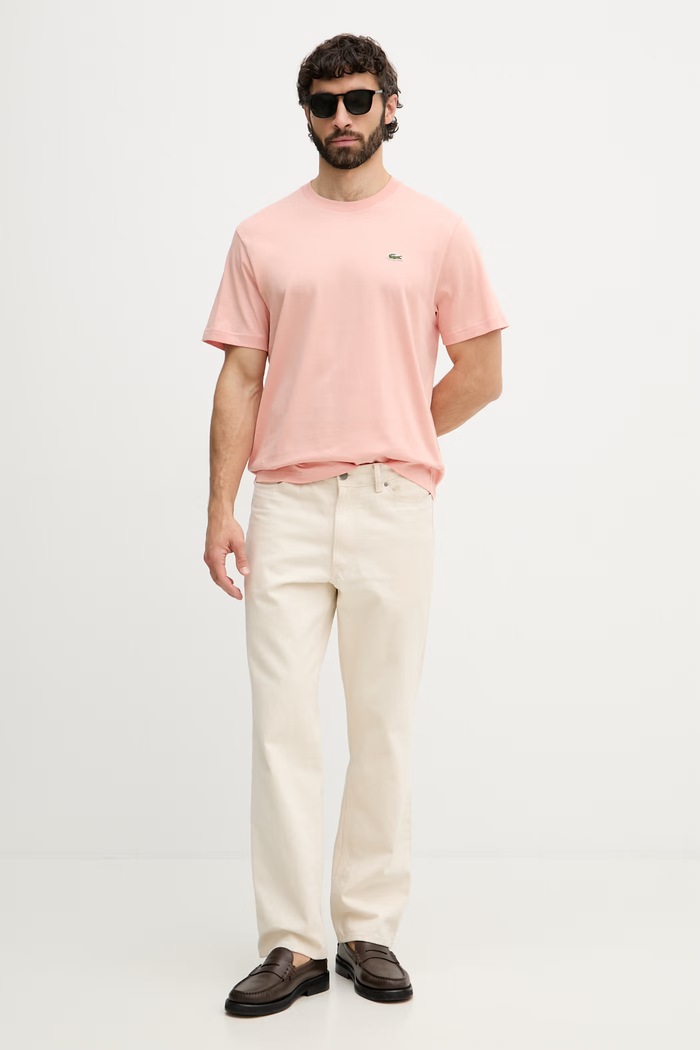 Lacoste basic tričko bavlněné pánské TH7318 růžová SS26