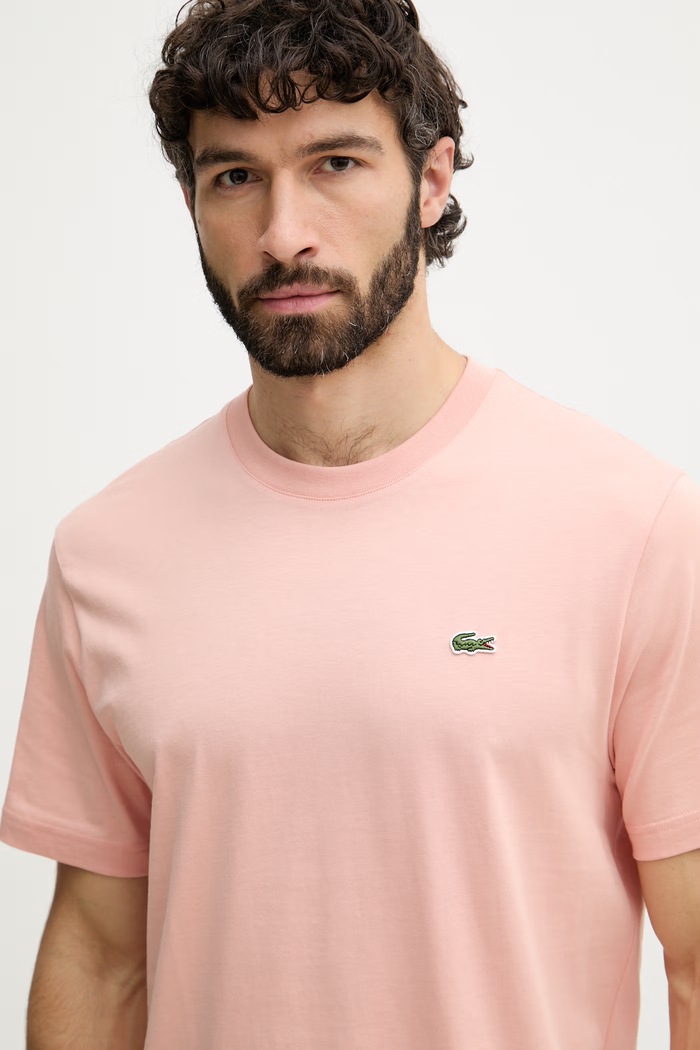 Lacoste basic tričko bavlněné pánské růžová TH7318