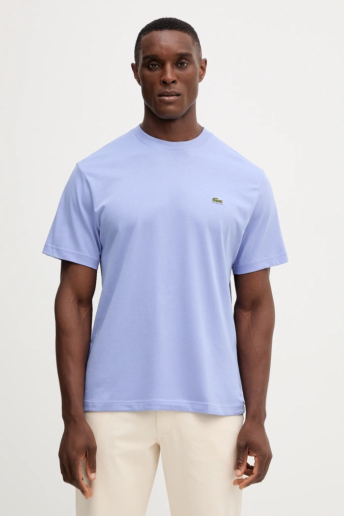 Lacoste футболка basic мужская хлопковая фиолетовой TH7318