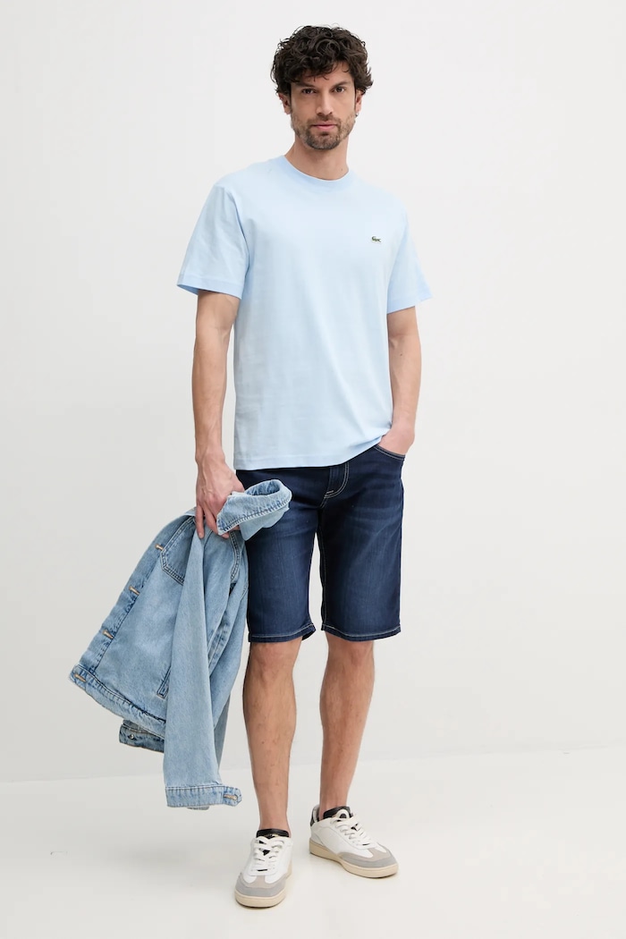 Lacoste T-shirt basic męski bawełniany TH7318 niebieski SS26
