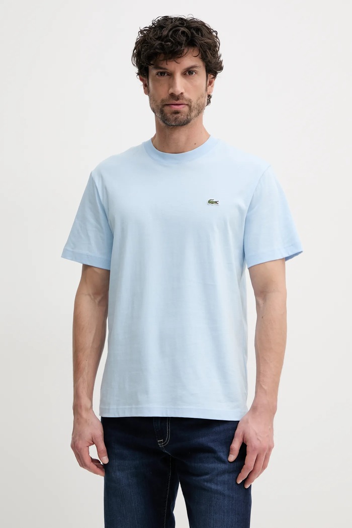 Lacoste T-shirt basic męski bawełniany niebieski TH7318